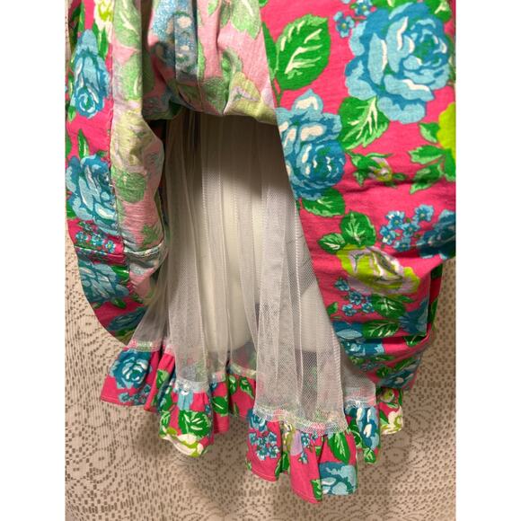 Vintage 80’s Little Star Rockabilly, Floral Tea Party Dress, Puffy Sleeves, 4T - Picture 5 of 9